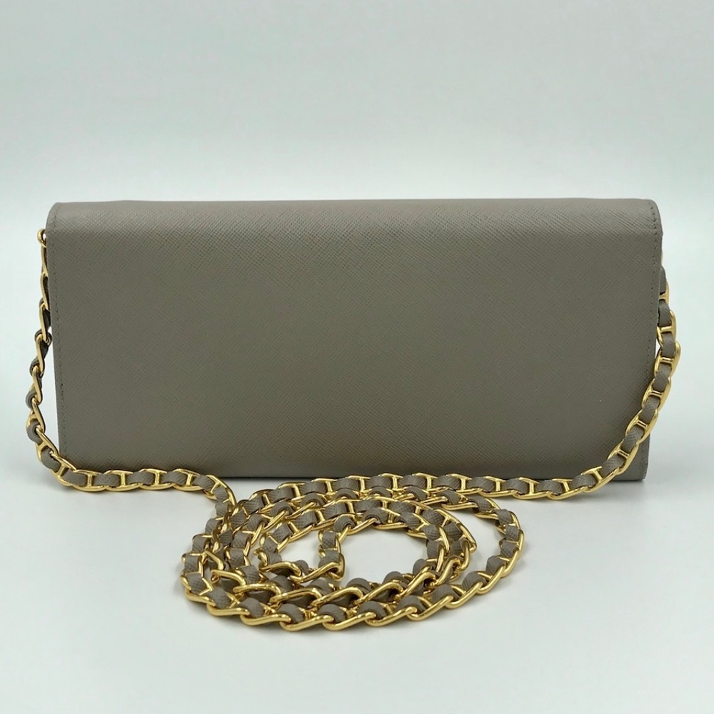 ❤️SOLD❤️ PRADA Saffiano Metal Chain Wallet Gray - Picture 2 of 8